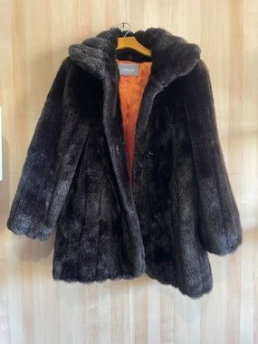 Vintage Fur Brown Coat Faux